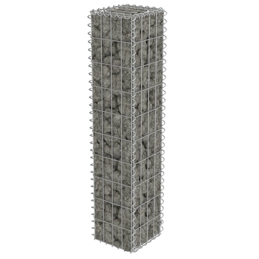 Gabion Wall with Covers Galvanised Steel Silver - 20×20×100cm