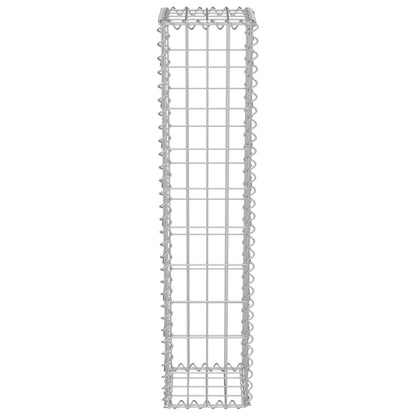 Gabion Wall with Covers Galvanised Steel Silver - 20×20×100cm