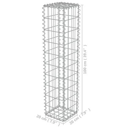 Gabion Wall with Covers Galvanised Steel Silver - 20×20×100cm