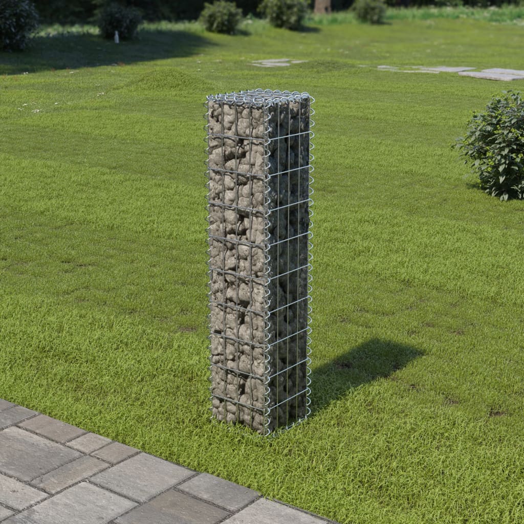 Gabion Wall with Covers Galvanised Steel Silver - 20×20×100cm