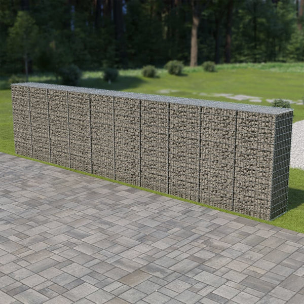  Gabion Wall with Covers Galvanised Steel [Silver]