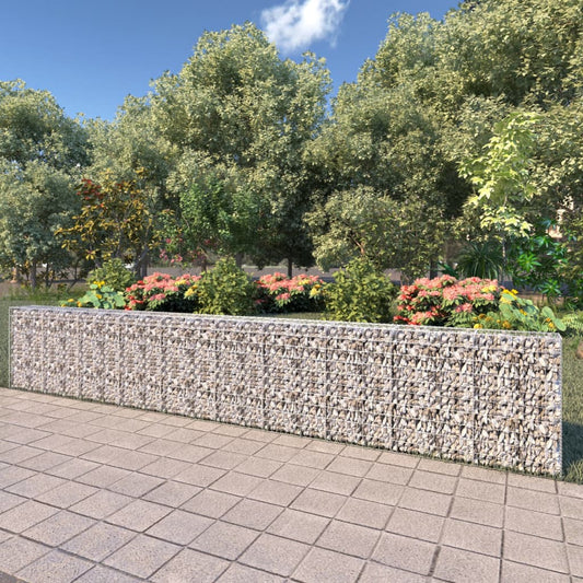 Gabion Wall with Covers Galvanised Steel Silver - 600×30×100cm
