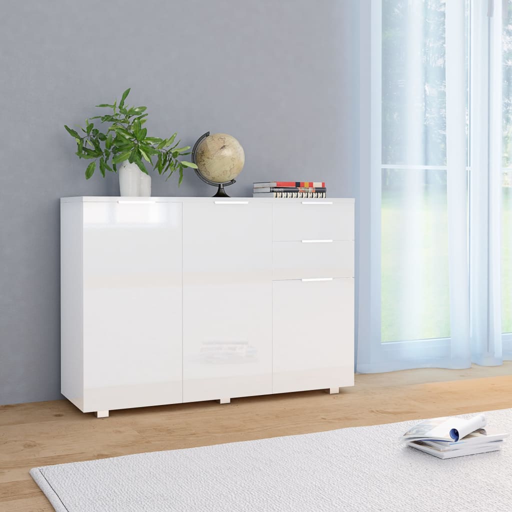 Sideboard High Gloss White - 107×35×80.5cm