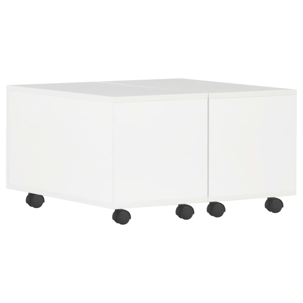 Coffee Table High Gloss White Chipboard - 60×60×35cm