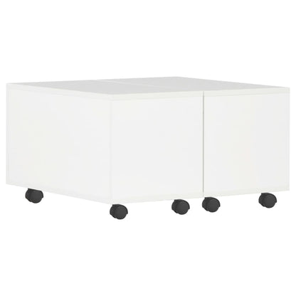 Coffee Table High Gloss White Chipboard - 60×60×35cm