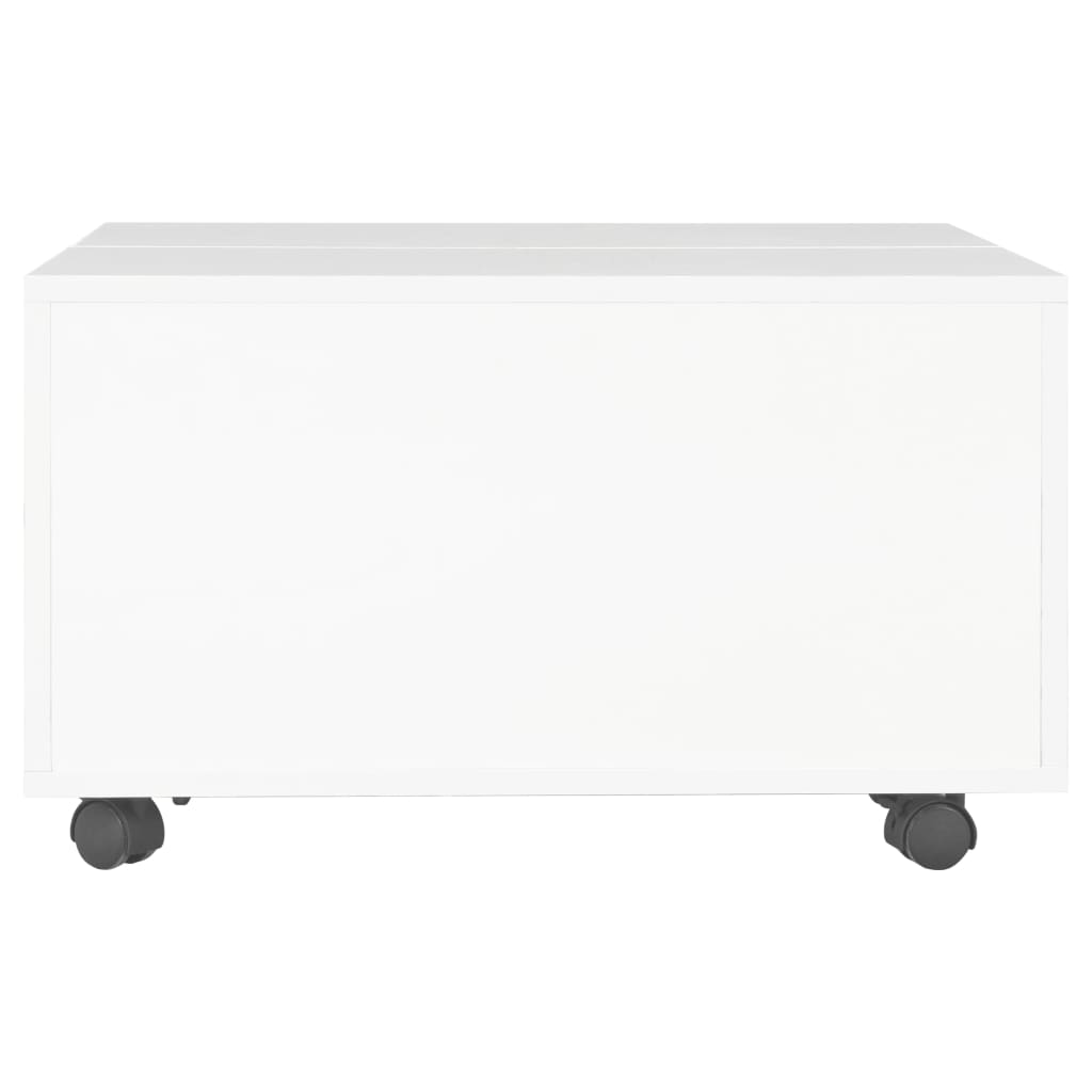 Coffee Table High Gloss White Chipboard - 60×60×35cm