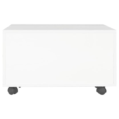 Coffee Table High Gloss White Chipboard - 60×60×35cm