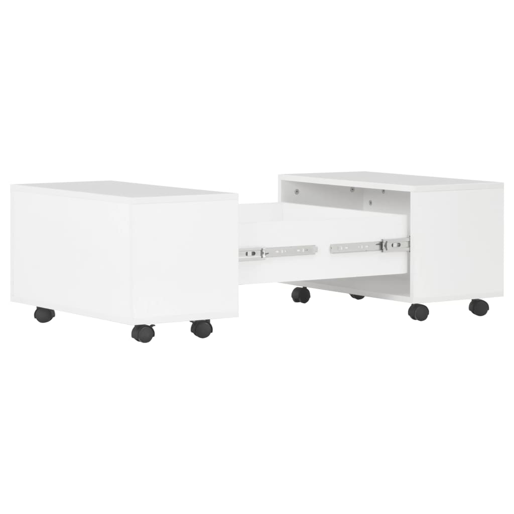 Coffee Table High Gloss White Chipboard - 60×60×35cm