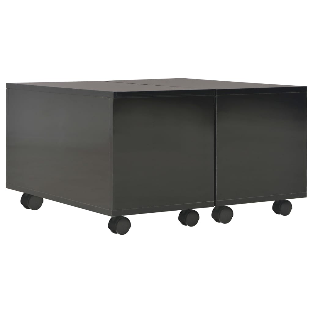 Coffee Table High Gloss Black Chipboard - 60×60×35cm