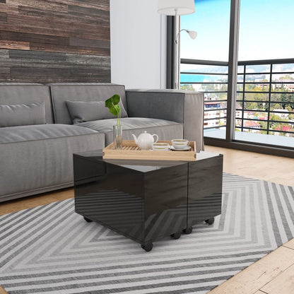 Coffee Table High Gloss Black Chipboard - 60×60×35cm