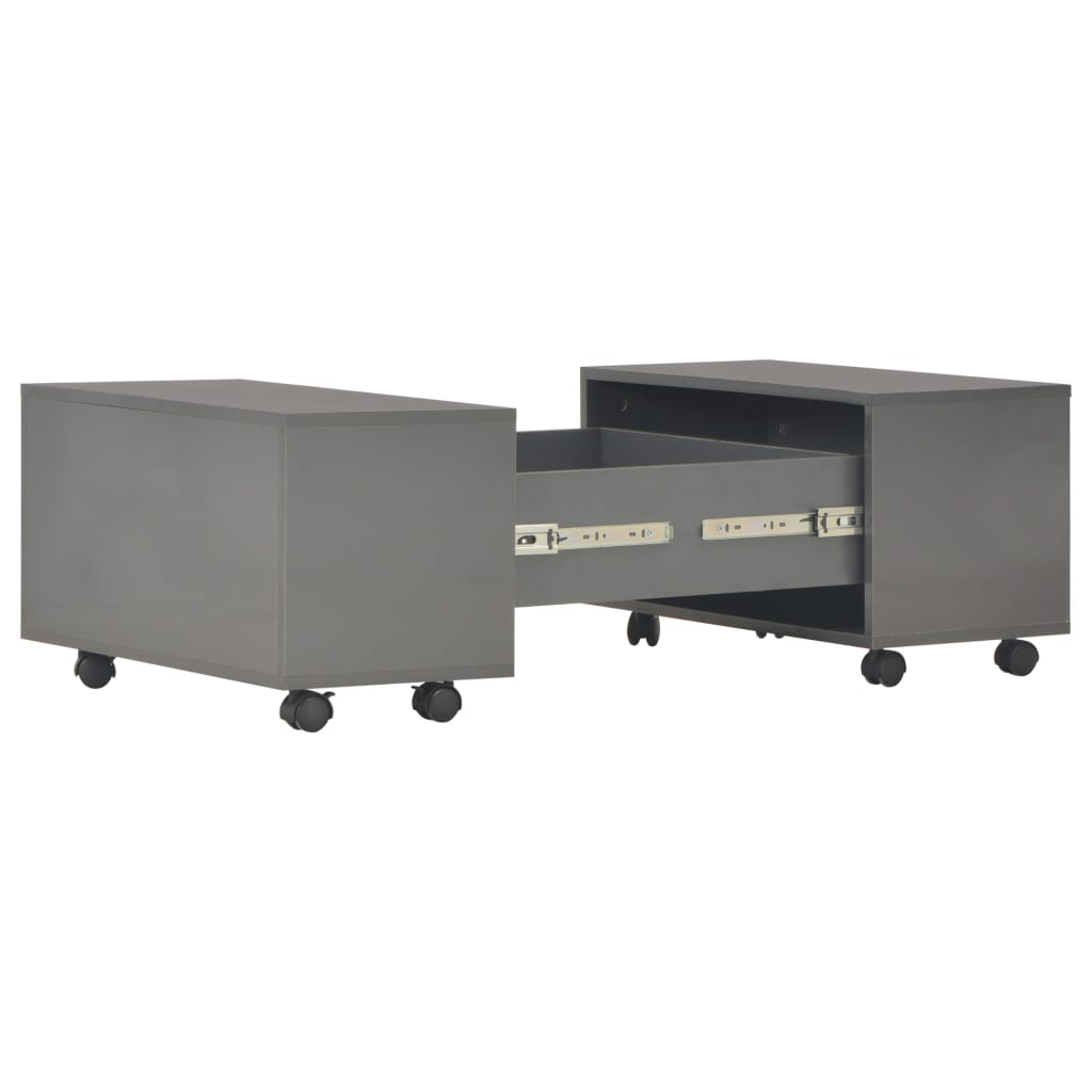 Coffee Table High Gloss Grey Chipboard
