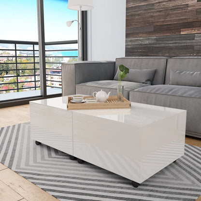 Coffee Table High Gloss White - 120×60×35cm