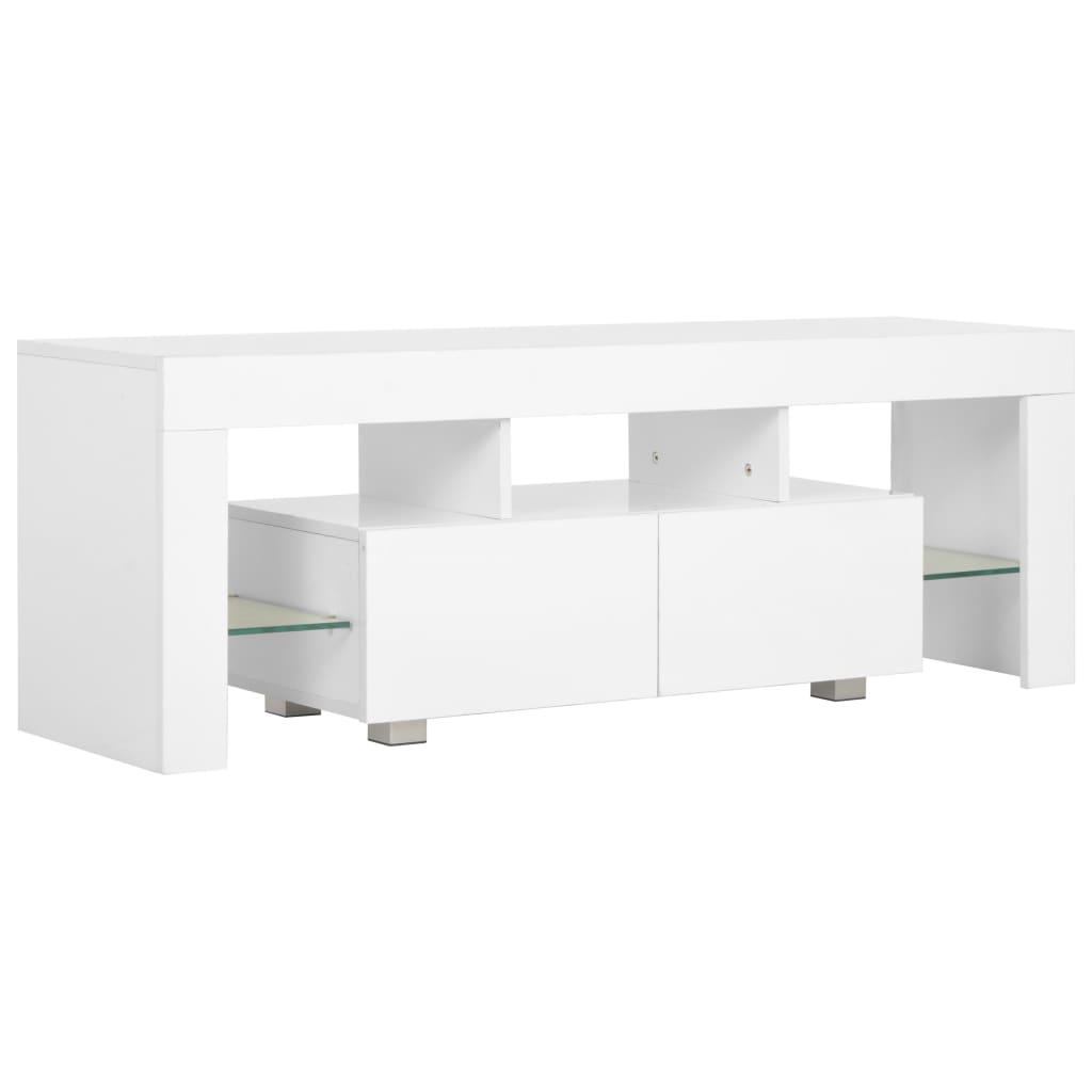 TV Cabinet with LED Lights High Gloss White - 130×35×45cm