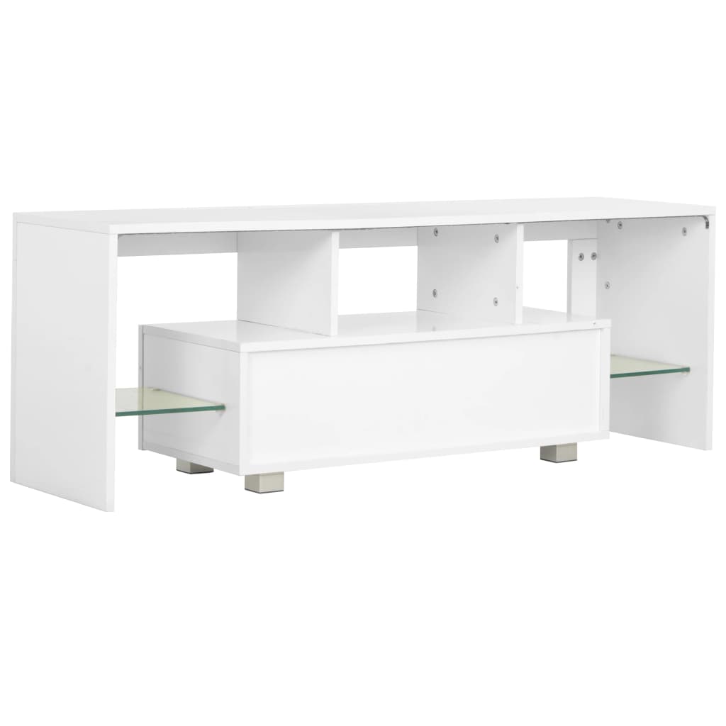 TV Cabinet with LED Lights High Gloss White - 130×35×45cm