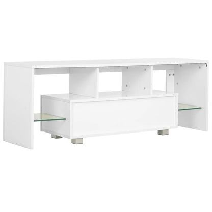 TV Cabinet with LED Lights High Gloss White - 130×35×45cm