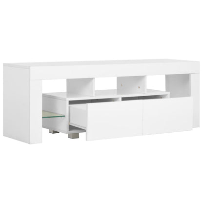 TV Cabinet with LED Lights High Gloss White - 130×35×45cm