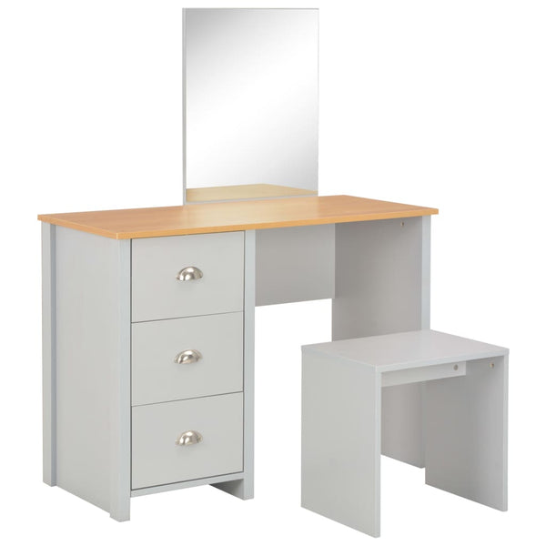  Dressing Table with Mirror and Stool Grey