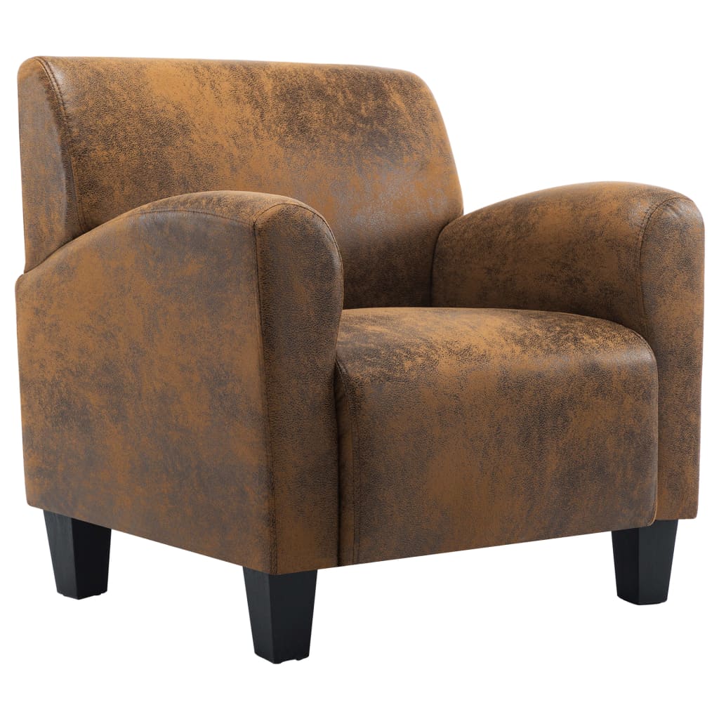 Sofa Chair Brown Suede Leather