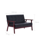 2-Seater Sofa Black Leather
