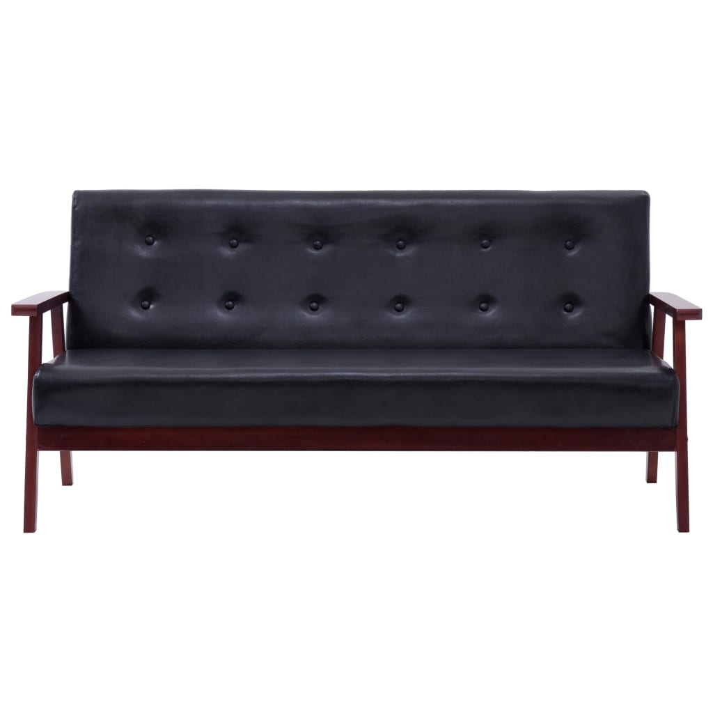 3-Seater Sofa Black Leather