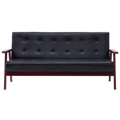 3-Seater Sofa Black Leather