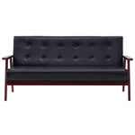 3-Seater Sofa Black Leather