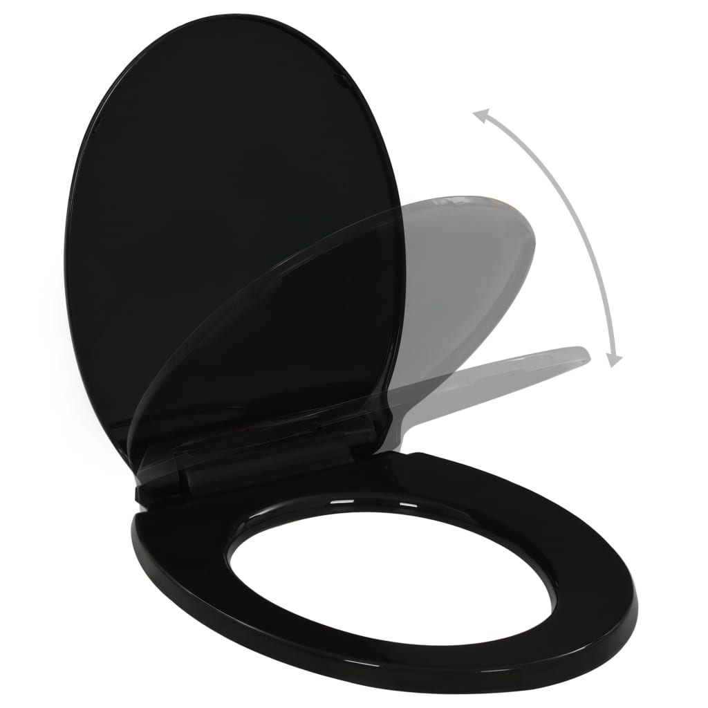 Soft-close Toilet Seat with Quick-release Design Black - 42.5×34cm