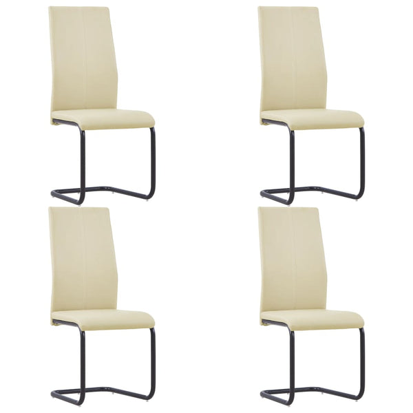  Cantilever Dining Chairs 4 pcs Cappuccino Leather