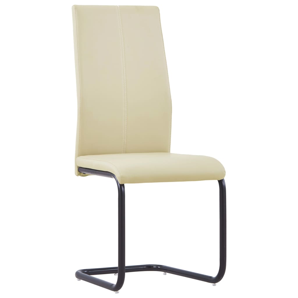 Cantilever Dining Chairs 4 pcs Cappuccino Leather
