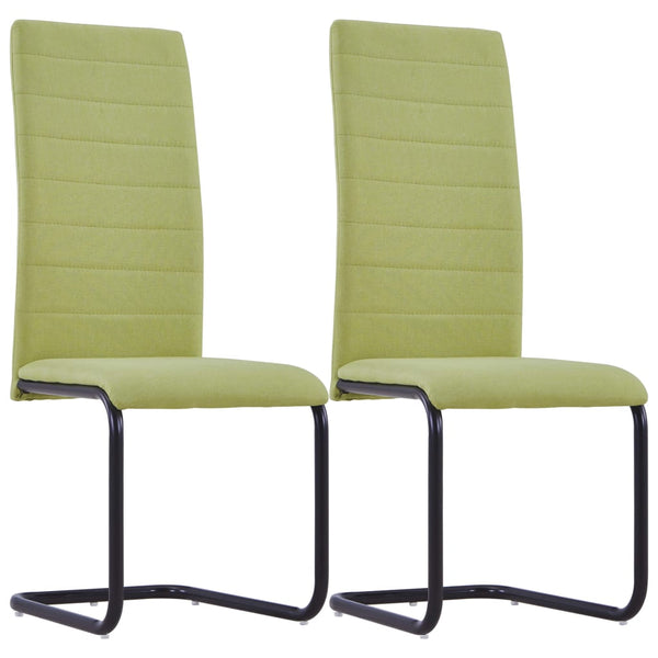  Dining Chairs 2 pcs Green Fabric