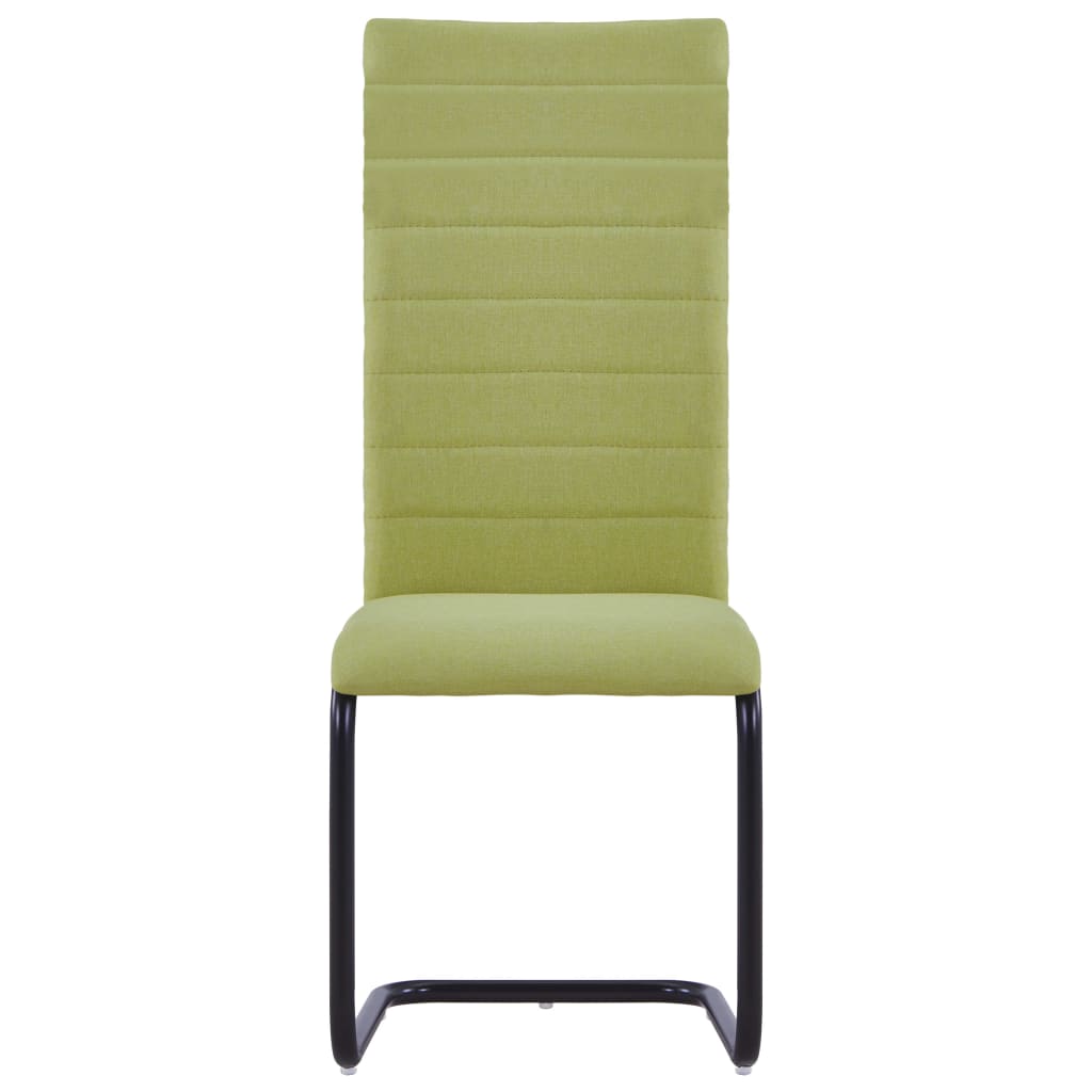 Cantilever Dining Chairs 4 pcs Green Fabric