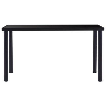 Dining Table Durable Tempered Glass Black