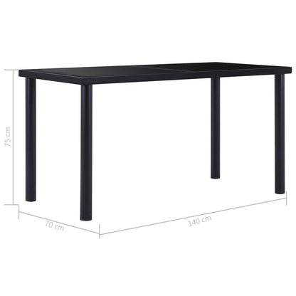 Dining Table Durable Tempered Glass Black