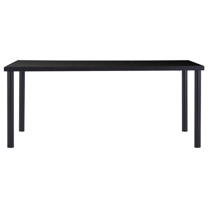 Dining Table Black Metal, Tempered Glass