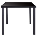 Dining Table Black Metal, Tempered Glass