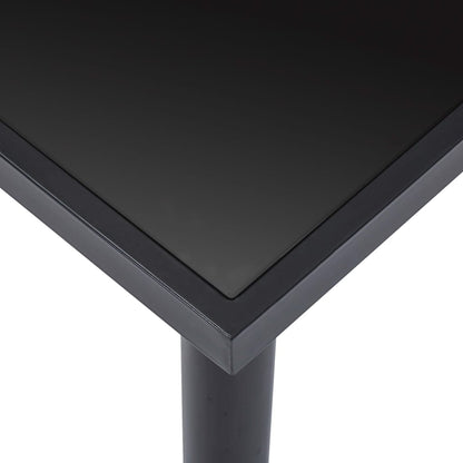 Dining Table Black Metal, Tempered Glass