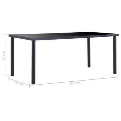 Dining Table Black Metal, Tempered Glass