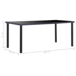 Dining Table Black Metal, Tempered Glass