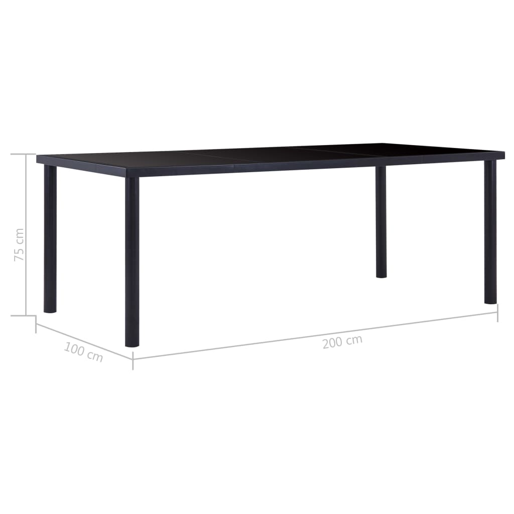 Dining Table Black Tempered Glass