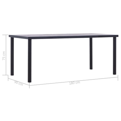 Dining Table Black and Concrete MDF, Grey