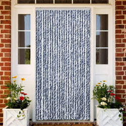 Insect Curtain Blue, White and Silver 100x220 cm Chenille