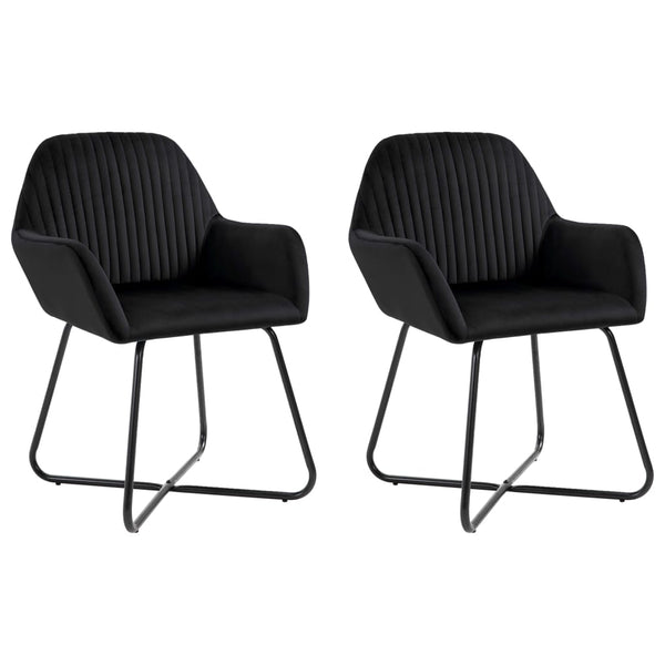  Stylish Dining Chairs 2 pcs Black - Velvet