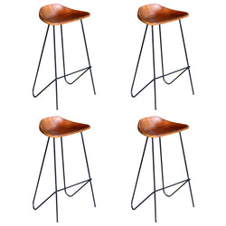 Bar Chairs 4 pcs Brown Real Leather