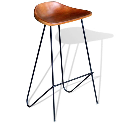 Bar Chairs 4 pcs Brown Real Leather - 42×45×86cm
