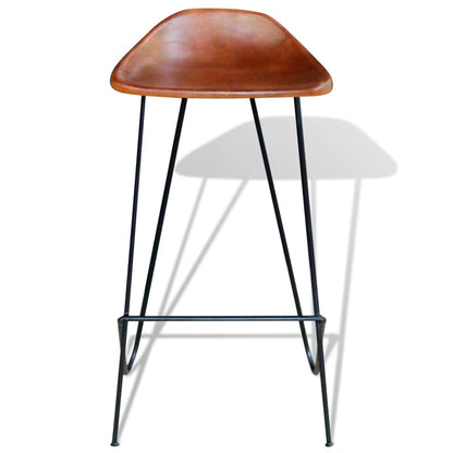 Bar Chairs 4 pcs Brown Real Leather - 42×45×86cm