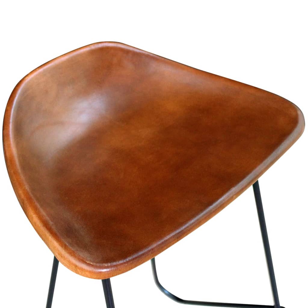Bar Chairs 4 pcs Brown Real Leather - 42×45×86cm