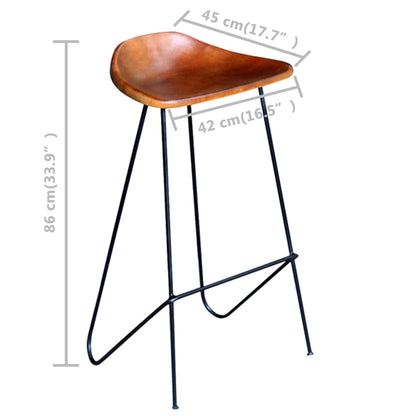 Bar Chairs 4 pcs Brown Real Leather - 42×45×86cm