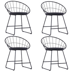 Dining Chairs with faux Leather Seats 4 pcs Black Steel