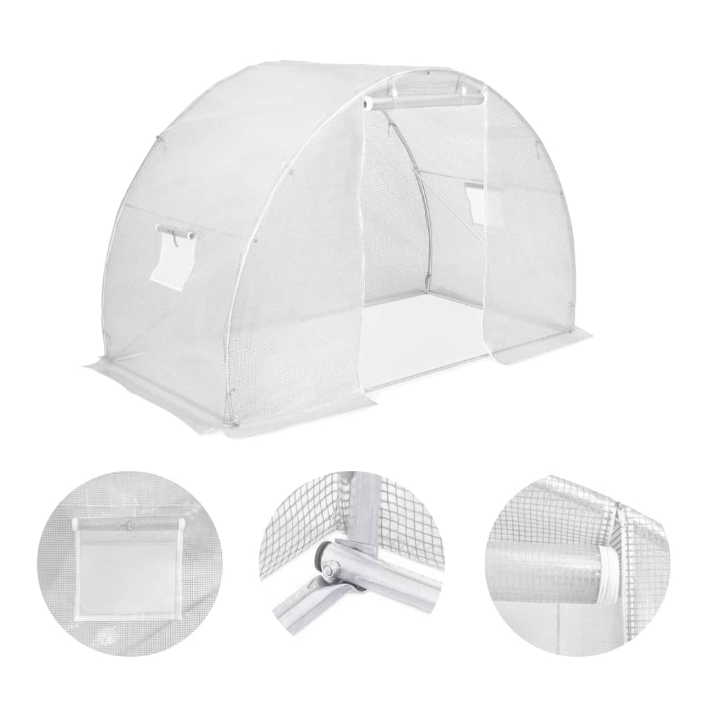 Greenhouse with Steel Foundation White - 300×150×200cm