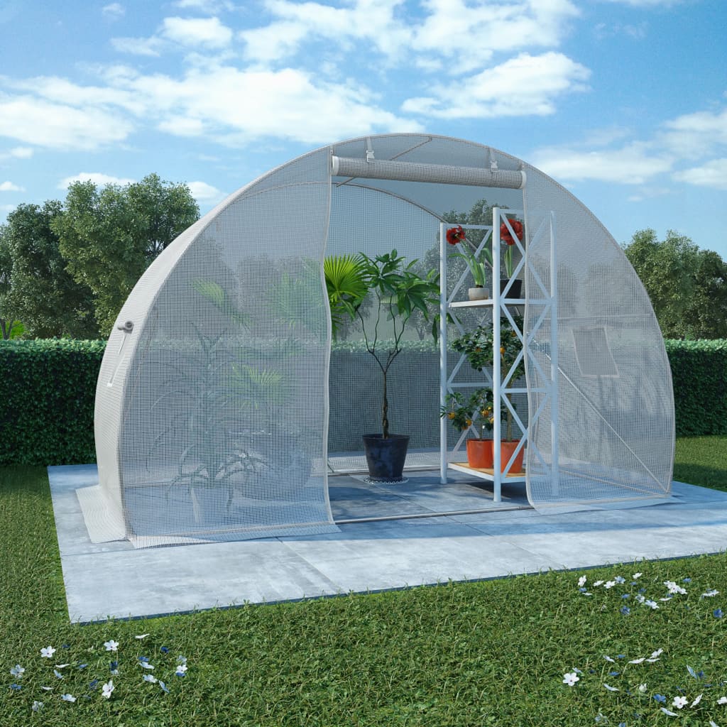 Greenhouse with Steel Foundation White - 300×150×200cm